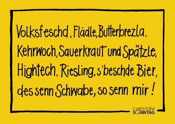 Postkarte - Christoph Sonntag - Volksfeschd, Flädle, Butterbrezla ...