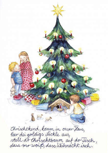 Weihnachts-Postkarte - Chrischtkend, komm in onser Haus